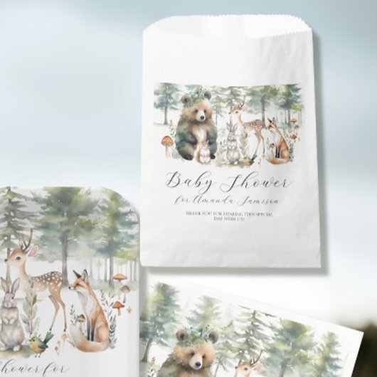 Sachets En Papier Baby shower animal de la forêt d'écureuils de cerf