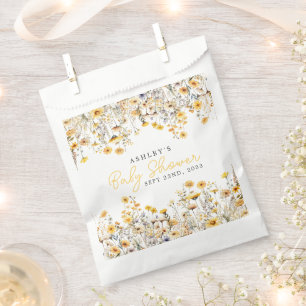 Sachets En Papier Baby Shower Aquarelle Bohème Fleur Sauvage Jaune