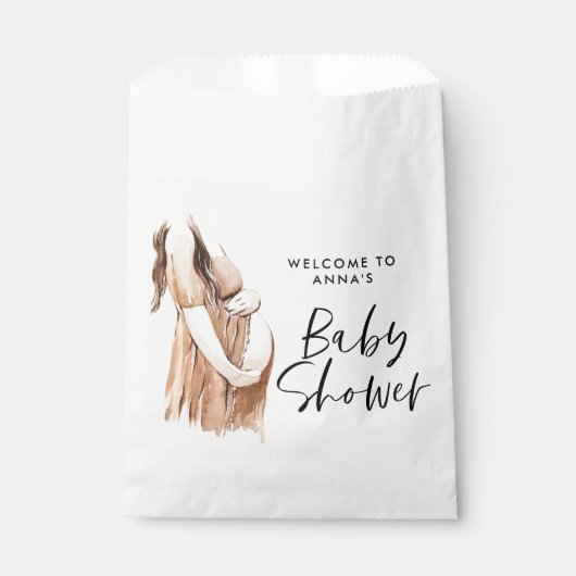 Sachets En Papier Baby shower aquarelle illustration script simple (Devant)