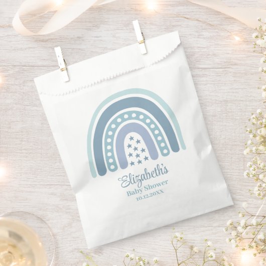 Sachets En Papier Baby shower arc-en-ciel bleu Boho (Coupé)