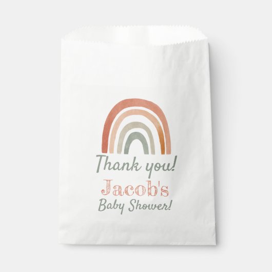 Sachets En Papier Baby shower arc-en-ciel rustique merci (Devant)
