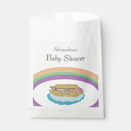 Sachets En Papier Baby shower Arche de Retro Rainbow Noah (Devant)