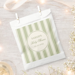 Sachets En Papier Baby-Shower au thème de vert sauge ivoire neutre