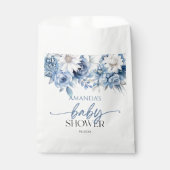 Sachets En Papier Baby shower aux fleurs bleues poussiéreuses (Devant)