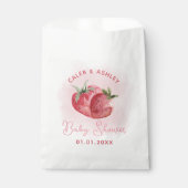 Sachets En Papier Baby shower aux fraises roses (Devant)