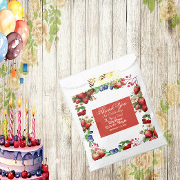Sachets En Papier Baby shower aux fraises rouges | Blue Berry Sweet