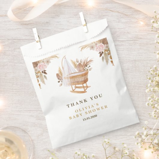 Sachets En Papier Baby shower blanc à l'aquarelle (Coupé)