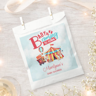 Sachets En Papier Baby shower bleu Carnival Circus