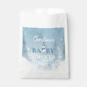 Sachets En Papier Baby shower Bleu de l'ours d'hiver (Devant)