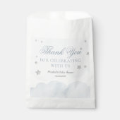 Sachets En Papier Baby shower bleu gris minuscule étoile (Devant)