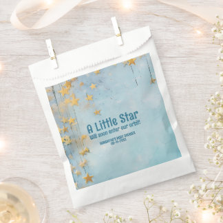 Sachets En Papier Baby shower bleu Little Star