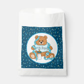 Sachets En Papier Baby shower Bleu Oh Garçon Teddy Ours (Devant)