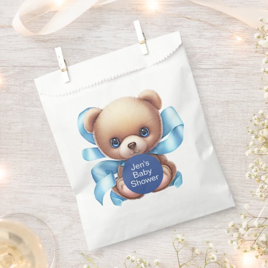 Sachets En Papier Baby shower Bleu Teddy Bear (Coupé)