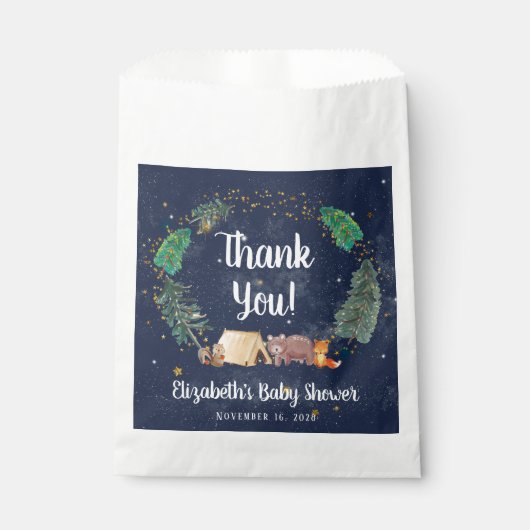 Sachets En Papier Baby shower Bois Animaux Merci (Devant)