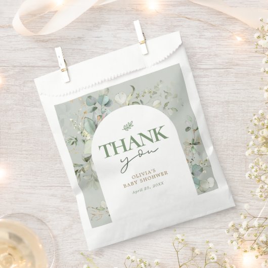 Sachets En Papier Baby shower botanique d'Eucalyptus (Coupé)