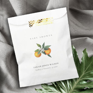 Sachets En Papier Baby shower botanique minimal d'agrumes orange