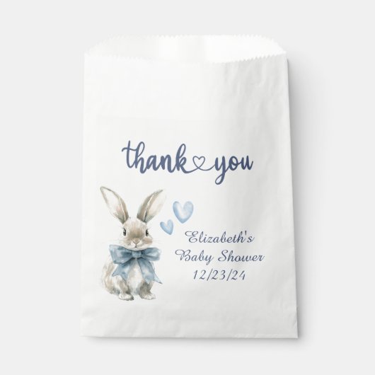 Sachets En Papier Baby shower Bunny bleu (Devant)