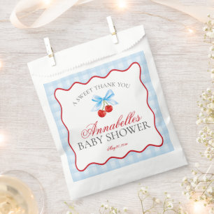 Sachets En Papier Baby shower Cerry Sweet Bleu Coquette Bow Dessert