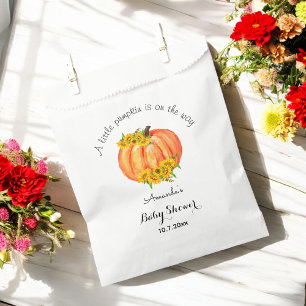 Sachets En Papier Baby shower citrouille Automne Orange Blanc Faveur