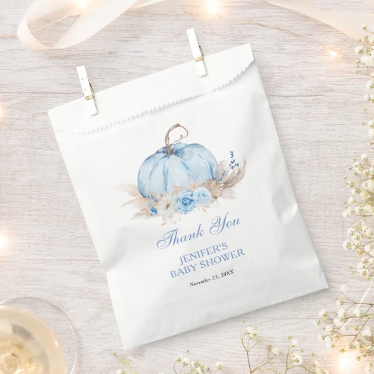 Sachets En Papier Baby shower Citrouille bleu (Coupé)