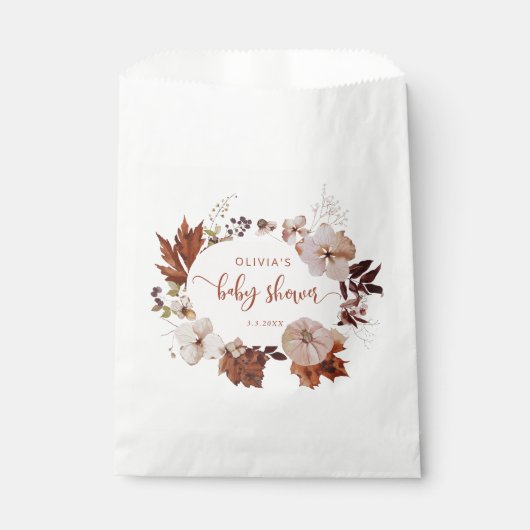 Sachets En Papier Baby shower citrouille de chute rustique (Devant)