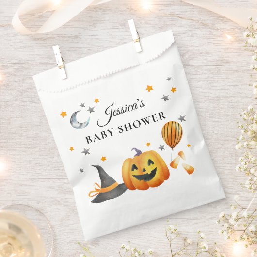 Sachets En Papier Baby shower Citrouille de Little Boo Halloween (Coupé)