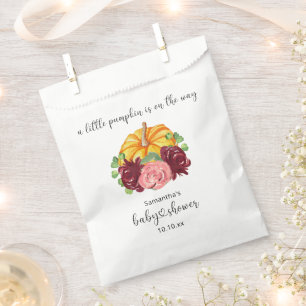 Sachets En Papier Baby shower Citrouille orange aquarelle