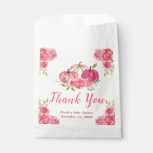 Sachets En Papier Baby shower Citrouille rose chaud