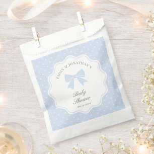 Sachets En Papier Baby shower classique Pois Dusty Blue Bow Boy