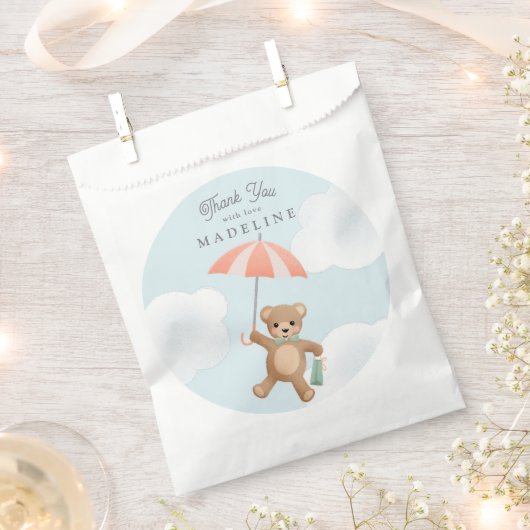 Sachets En Papier Baby shower classique Teddy Bear Pastel (Coupé)