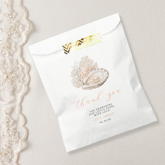 Sachets En Papier Baby shower côtier Pearl Merci Favoriser Sac