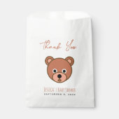 Sachets En Papier Baby shower Cute Ours Merci Brown Script (Devant)