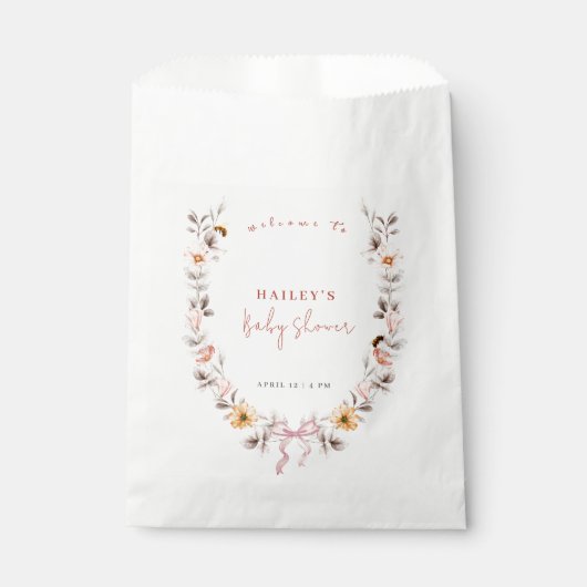 Sachets En Papier Baby shower d'accueil pour Fleur sauvage Boho simp (Devant)