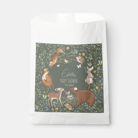 Sachets En Papier Baby shower d'amis de la forêt (Devant)