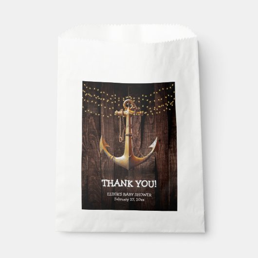 Sachets En Papier Baby shower d'Ancre en or rustique (Devant)