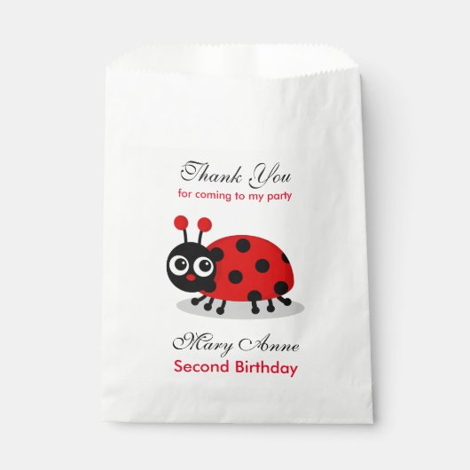 Sachets En Papier Baby shower d'anniversaire de Ladybug (Devant)