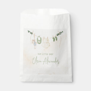 Sachets En Papier Baby shower d'aquarelle blanc et beige