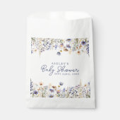 Sachets En Papier Baby shower d'aquarelle Boho Fleur sauvage bleu (Devant)