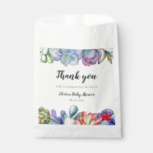 Sachets En Papier Baby shower d'aquarelle de cactus succulent