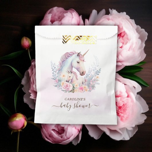 Sachets En Papier Baby shower d'aquarelle de la licorne de printemps
