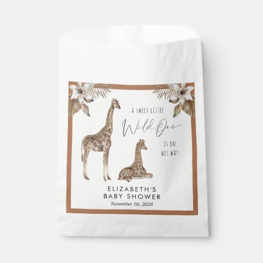 Sachets En Papier Baby shower d'aquarelle Giraffes Boho (Devant)