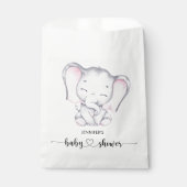 Sachets En Papier Baby shower d'aquarelle rose éléphant (Devant)