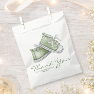 Sachets En Papier Baby shower d'aquarelle verte pour bébés