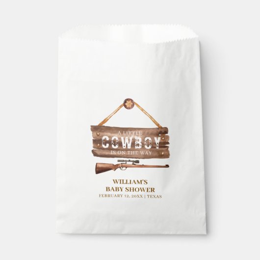 Sachets En Papier Baby shower d'armes à feu rustique en bois sauvage (Devant)