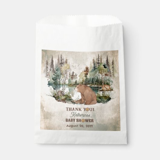 Sachets En Papier Baby shower d'attente avant forêt rustique Merci (Devant)