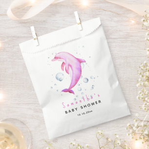 Sachets En Papier Baby shower dauphin océan aquarelle