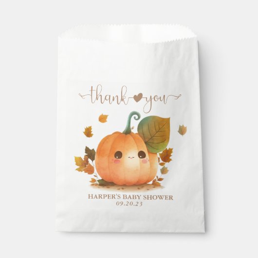 Sachets En Papier Baby shower d'automne Citrouille doux (Devant)