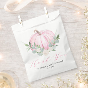 Sachets En Papier Baby shower d'automne Citrouille rose aquarelle