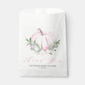 Sachets En Papier Baby shower d'automne Citrouille rose aquarelle (Devant)