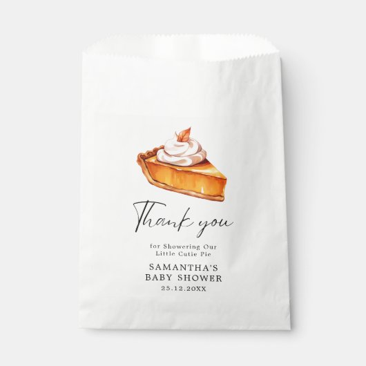 Sachets En Papier Baby shower d'automne du Citrouille Cutie Pie (Devant)